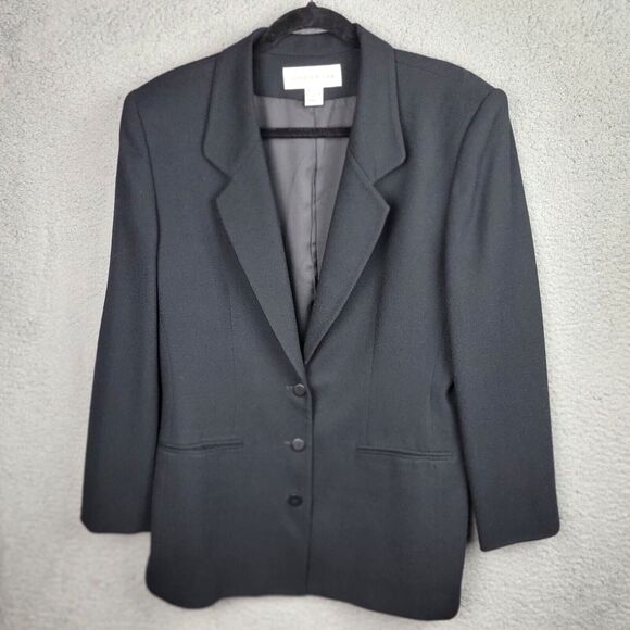 VTG Jones New York Blazer Size 10 Black 100% Worsted Wool Made In USA Classic - Picture 16 of 16